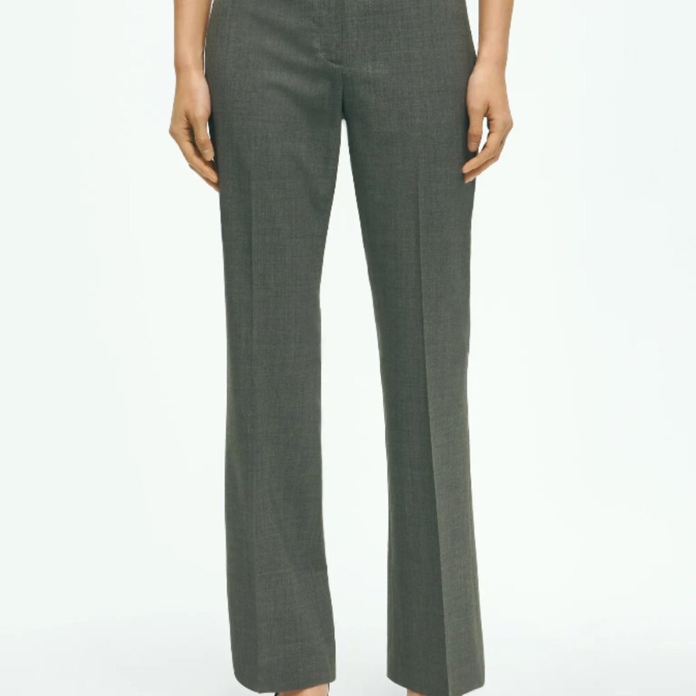 Stretch Wool Flare Leg Trousers - Dark Gray